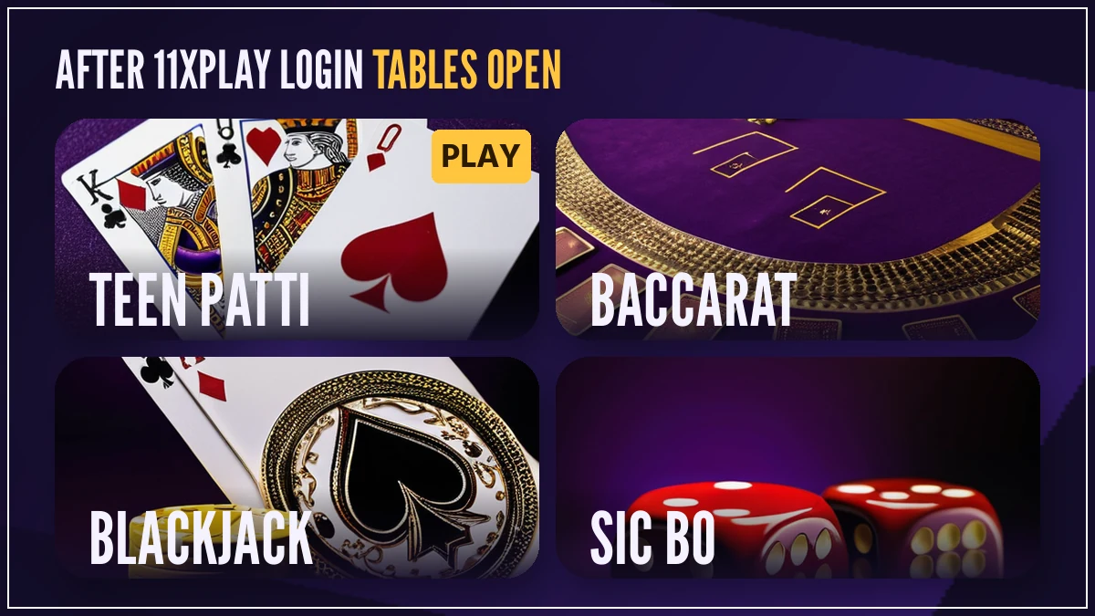 11xPlay login opens the casino floor with Aviator, Teen Patti, Andar Bahar and Dragon Tiger game cards