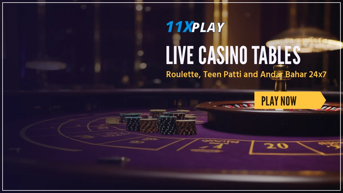 11xPlay live casino roulette table with gold chips